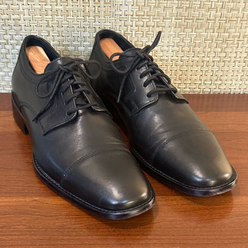 🌟HP🌟J. Murphy Black Leather Cap Toe Derby Shoes by Johnston & Murphy 8.5M
